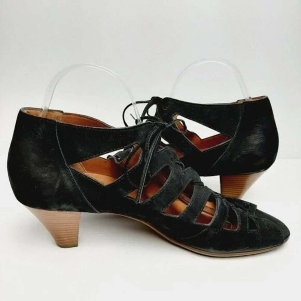 PAUL GREEN Prague Handmade Gladiator Cut Out Lace-up Suede Heels Sz 8 - Picture 9 of 15